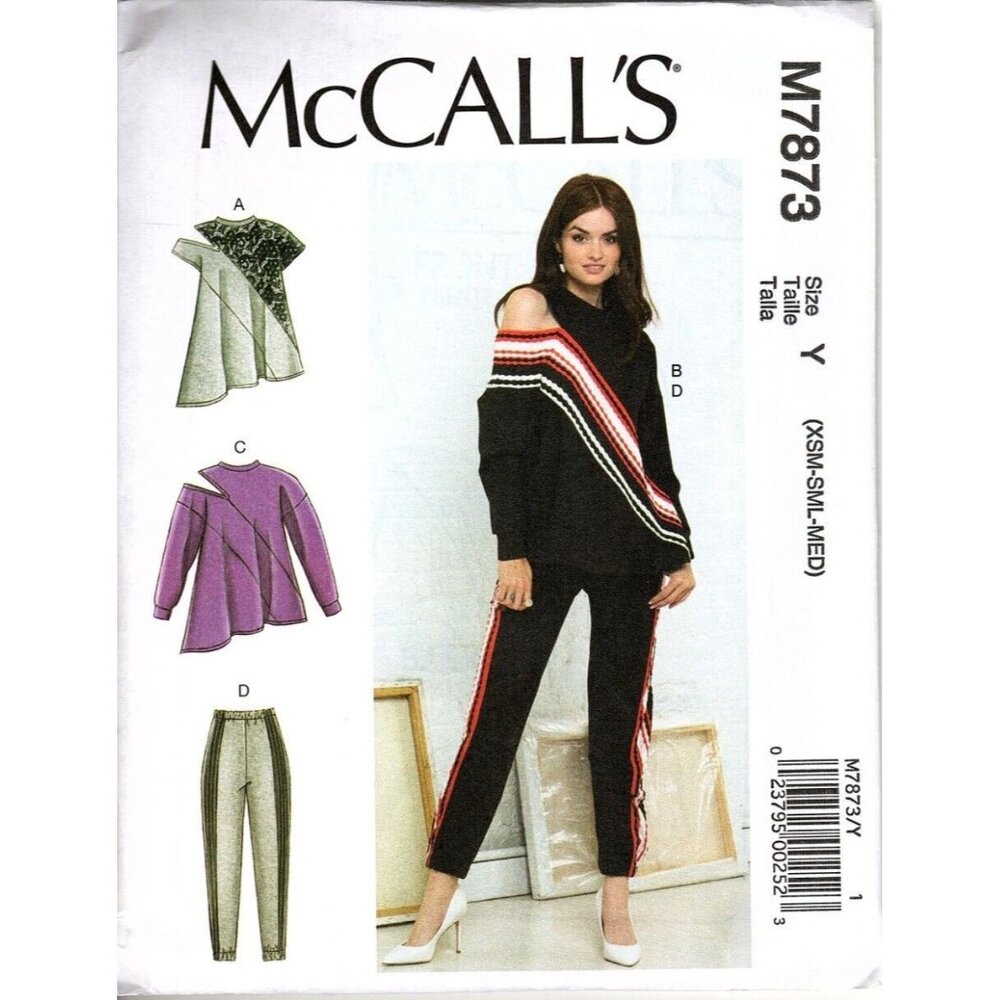 McCall's M7873 Misses XS to M Cold Shoulder Tops and Pants UNCUT Sewing Pattern